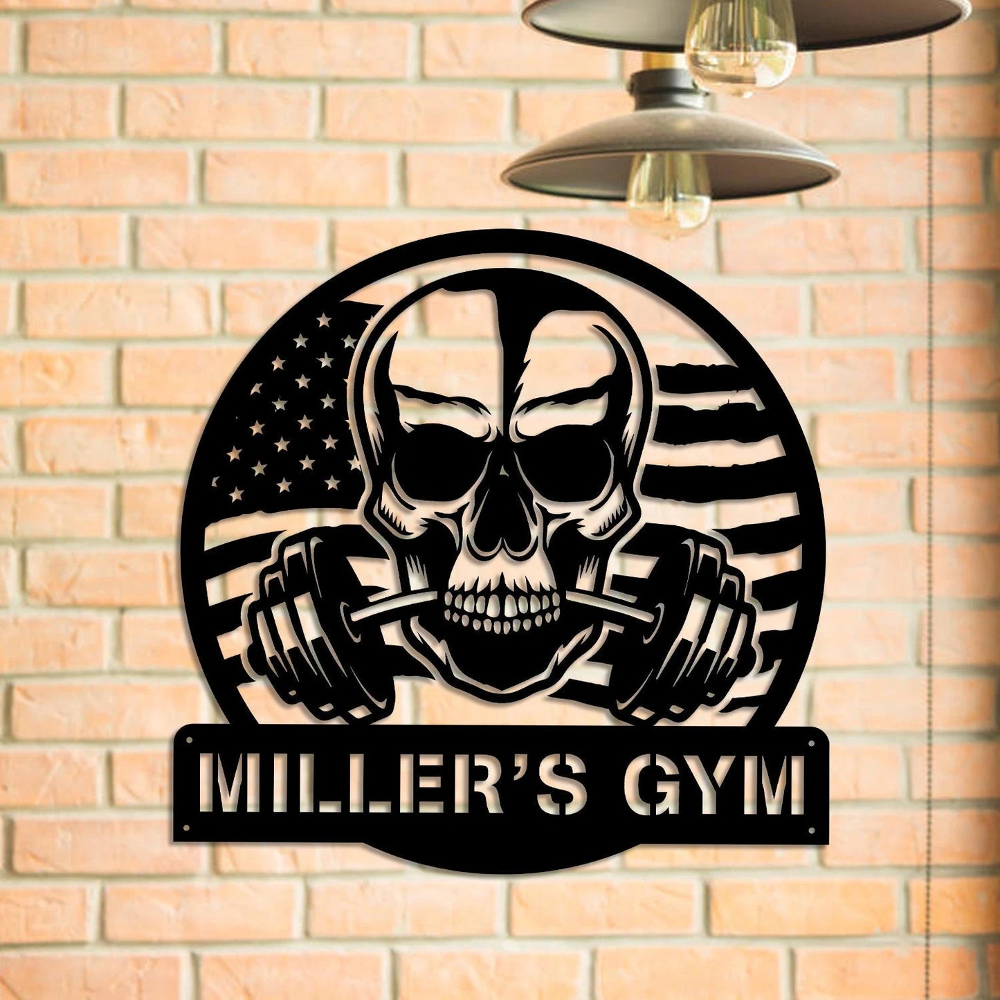 Personalized Skull Metal Gym Sign, Fitness Center, Cross Fit Club, Metal Laser Cut Metal Signs Custom Gift Ideas