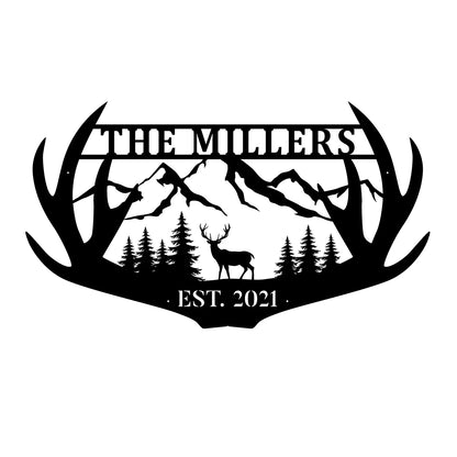 Personalized Family Name Deer Hunting Hunter Metal Sign Monogram, Custom Outdoor Farm, Cabin, Lodge, Camp, Wall Decor, Art Gift For Him, Metal Laser Cut Metal Signs Custom Gift Ideas