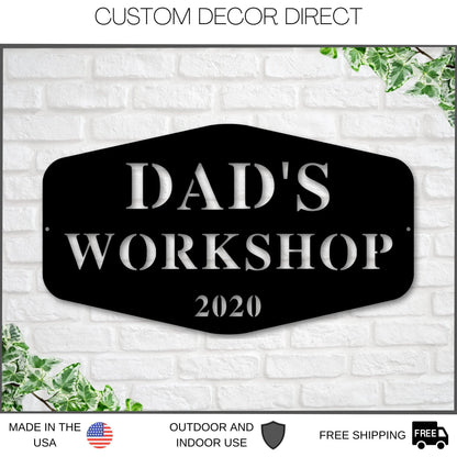 Dads Workshop, Dads Garage Sign, Fathers Day Gift, Metal Sign, Gift For Husband, Sign For Dad, Personalized Dad Sign, Dad Sign, Gift For Dad Laser Cut Metal Signs Custom Gift Ideas
