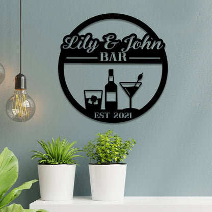 Personalized Metal Bar Sign, Custom Pub, Tap, Lounge, Caf, Home Wall Decor, Wedding, Anniversary Art Gift For Him her, Metal Laser Cut Metal Signs Custom Gift Ideas