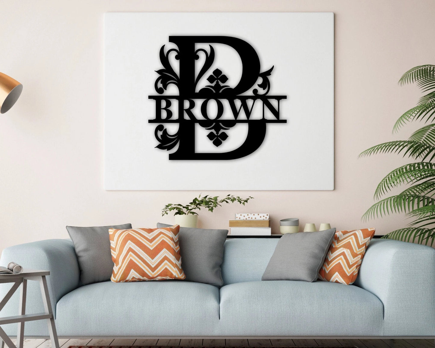 Personalized Family Name Monogram Sign, Metal Monogram Sign, Monogram Initial & Name Sign, Housewarming Gift, Wedding Gift, Door Hanger Sign, Metal Laser Cut Metal Signs Custom Gift Ideas