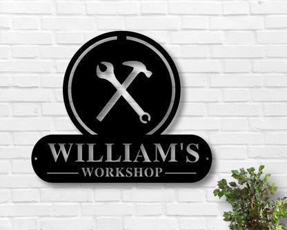 Fathers Day Gift Personalized Workshop Sign Personalized Fathers Day Gift Personalized Metal Sign Custom Name Sign Garage Sign, Laser Cut Metal Signs Custom Gift Ideas