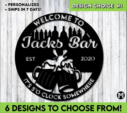 Welcome To The Bar Sign, Metal, Custom Bar Sign, Personalized Bar Sign, Made To Order Bar Sign, Pub Sign, Home Bar Signs Laser Cut Metal Signs Custom Gift Ideas