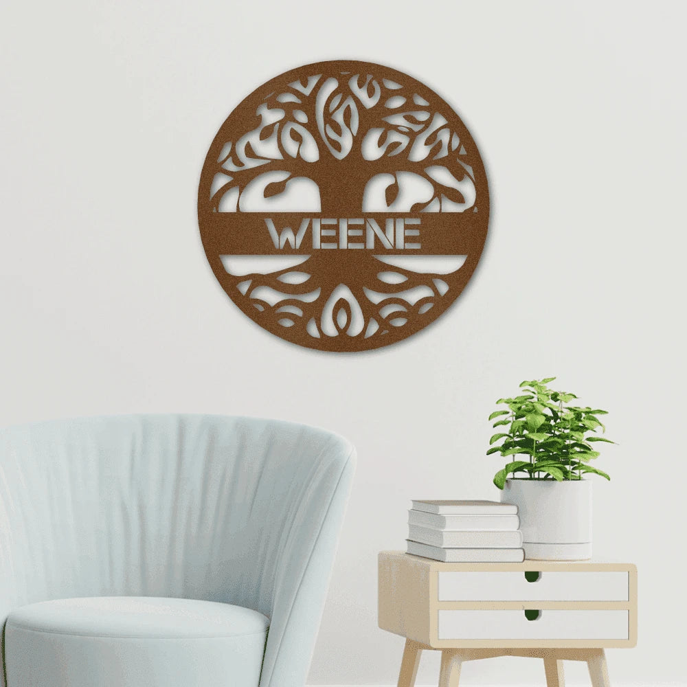Personalized Tree of Life Steel Art Wall Decor Metal Name Sign Laser Cut Metal Signs Custom Gift Ideas