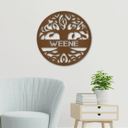 Personalized Tree of Life Steel Art Wall Decor Metal Name Sign Laser Cut Metal Signs Custom Gift Ideas