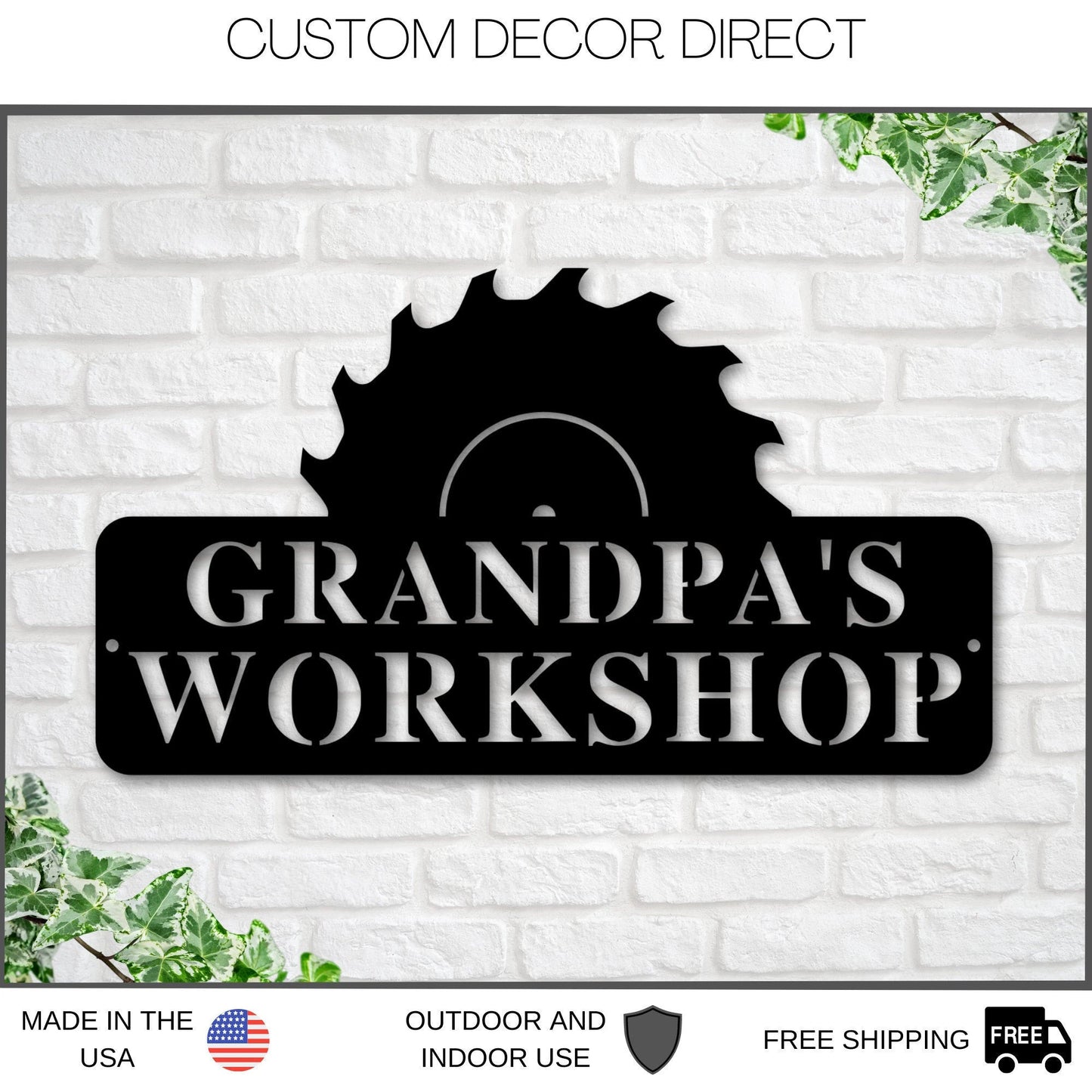 Grandpa's Workshop Sign, Crescent Wrench & Hammer Art, Gift For Grandpa, Woodworker Sign, Custom Workshop Sign, Grandpa Gift, Workshop Sign Laser Cut Metal Signs Custom Gift Ideas-2