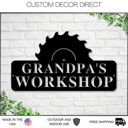 Grandpa's Workshop Sign, Crescent Wrench & Hammer Art, Gift For Grandpa, Woodworker Sign, Custom Workshop Sign, Grandpa Gift, Workshop Sign Laser Cut Metal Signs Custom Gift Ideas-2