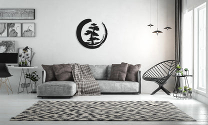Bonsai Tree Metal Wall Decor, Metal Wall Art, Enso Circle, Tree Of Life Metal Wall Art, Housewarming Gift, Living Room Decor, Metal Laser Cut Metal Signs Custom Gift Ideas