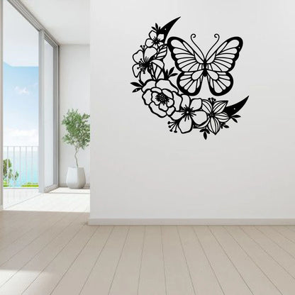 Butterfly And Floral Moon Cut Metal Sign Laser Cut Metal Signs Custom Gift Ideas