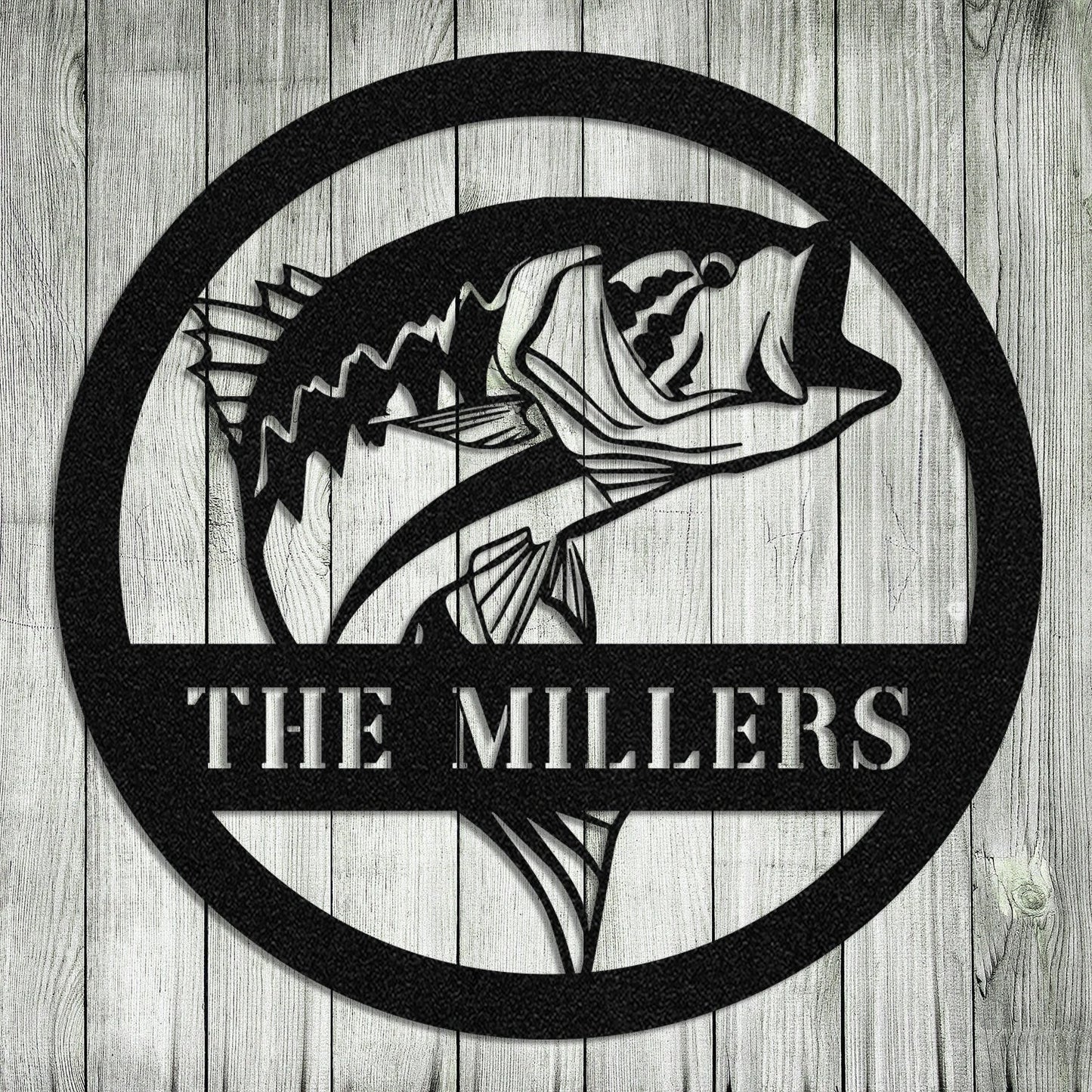 Personalized Name Bass Fish Fishing Metal Sign Monogram, Custom Outdoor Cabin, Wall Decor, Wedding Art Gift For Fisherman, Metal Laser Cut Metal Signs Custom Gift Ideas