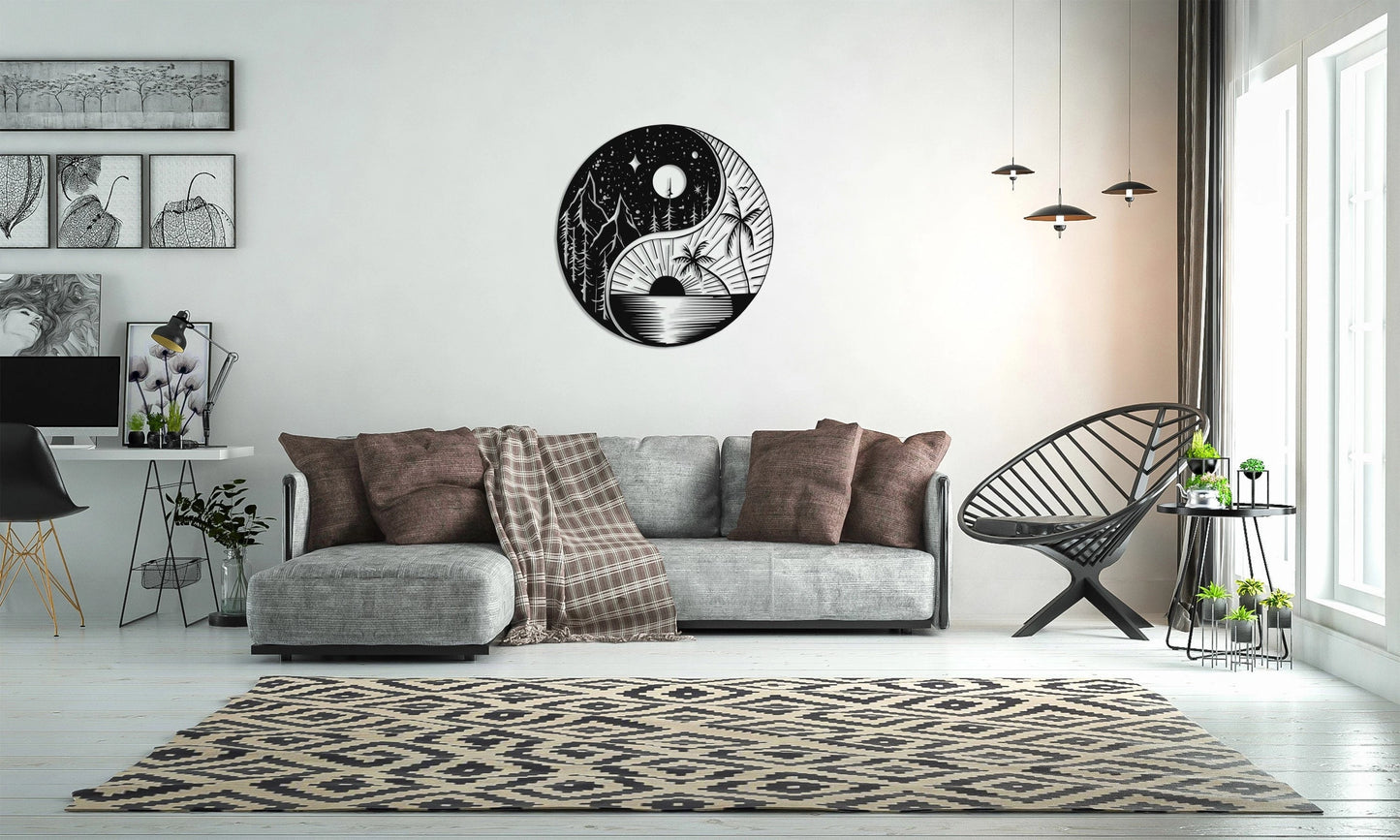 Yin Yang, Sun & Moon Metal Wall Decor, Metal Wall Art, Housewarming Gift, Home Decor, Office Decor, Interior Design, Metal Laser Cut Metal Signs Custom Gift Ideas