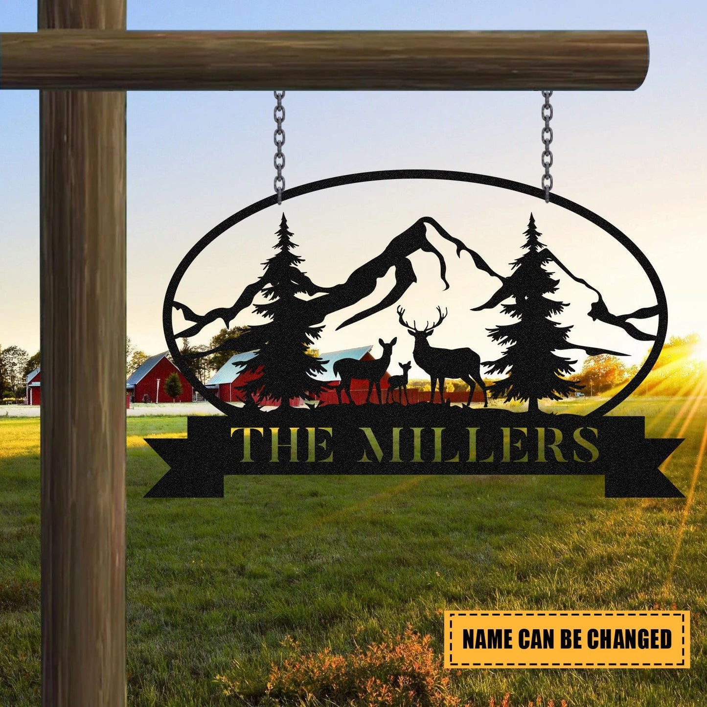 Personalized Family Name Deer Hunting Hunter Metal Sign Monogram, Custom Outdoor Farm, Cabin, Lodge, Camp, Wall Decor, Art Gift For Him, Metal Laser Cut Metal Signs Custom Gift Ideas
