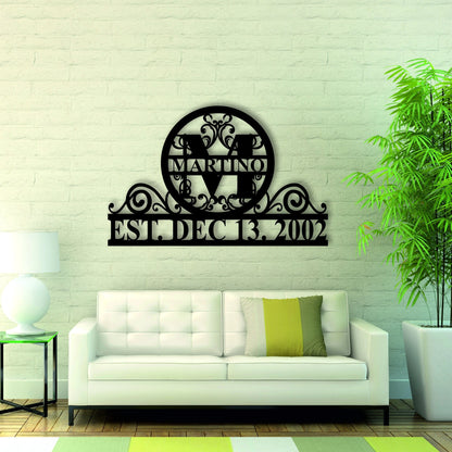 Personalized Family Name Metal Sign, Metal Established Family Sign, Last Name Sign, Door Hanger, Housewarming Gift, Wedding Monogram Laser Cut Metal Signs Custom Gift Ideas