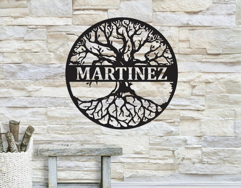 Personalized Family Name Tree Of Life Sign, Metal Wall Decor, Monogram Name Sign, Home Decor, Personalized Tree Of Life Decor, Laser Cut Metal Signs Custom Gift Ideas