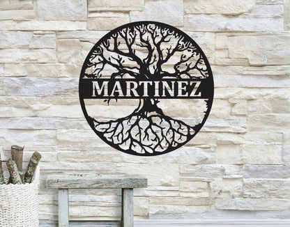 Personalized Family Name Tree Of Life Sign, Metal Wall Decor, Monogram Name Sign, Home Decor, Personalized Tree Of Life Decor, Laser Cut Metal Signs Custom Gift Ideas