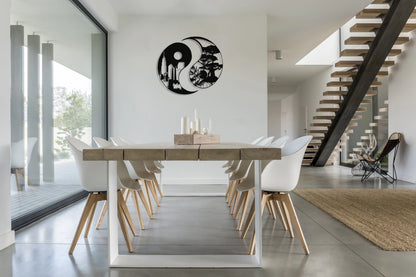 Yin Yang 2PCS Metal Wall Decor, City & Forest, Metal Wall Art, Housewarming Gift, Home Decor, Office Decor,, Metal Laser Cut Metal Signs Custom Gift Ideas