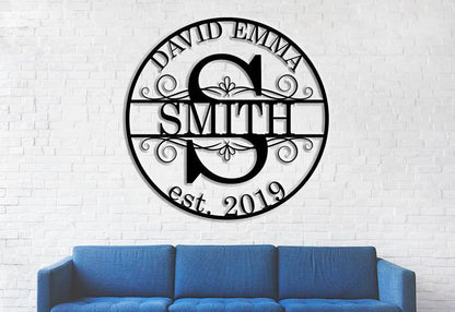 Personalized Family Name Metal Sign, Housewarming Gift, Metal Monogram Sign, Door Hanger, Last Name Sign, Metal Wall Art, Wedding Gift Laser Cut Metal Signs Custom Gift Ideas