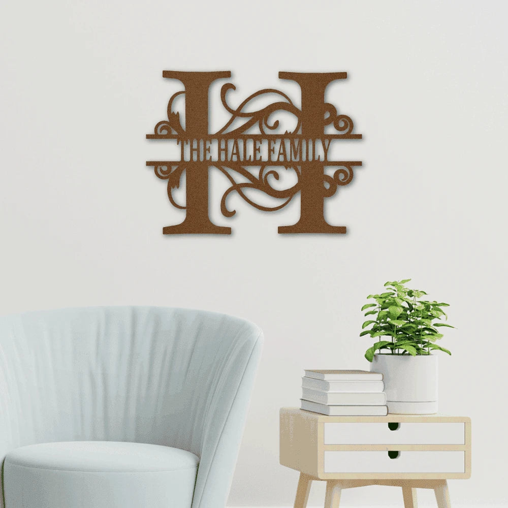 Personalized Split Letter Monogram Steel Art Wall Decor Metal Name Sign Laser Cut Metal Signs Custom Gift Ideas