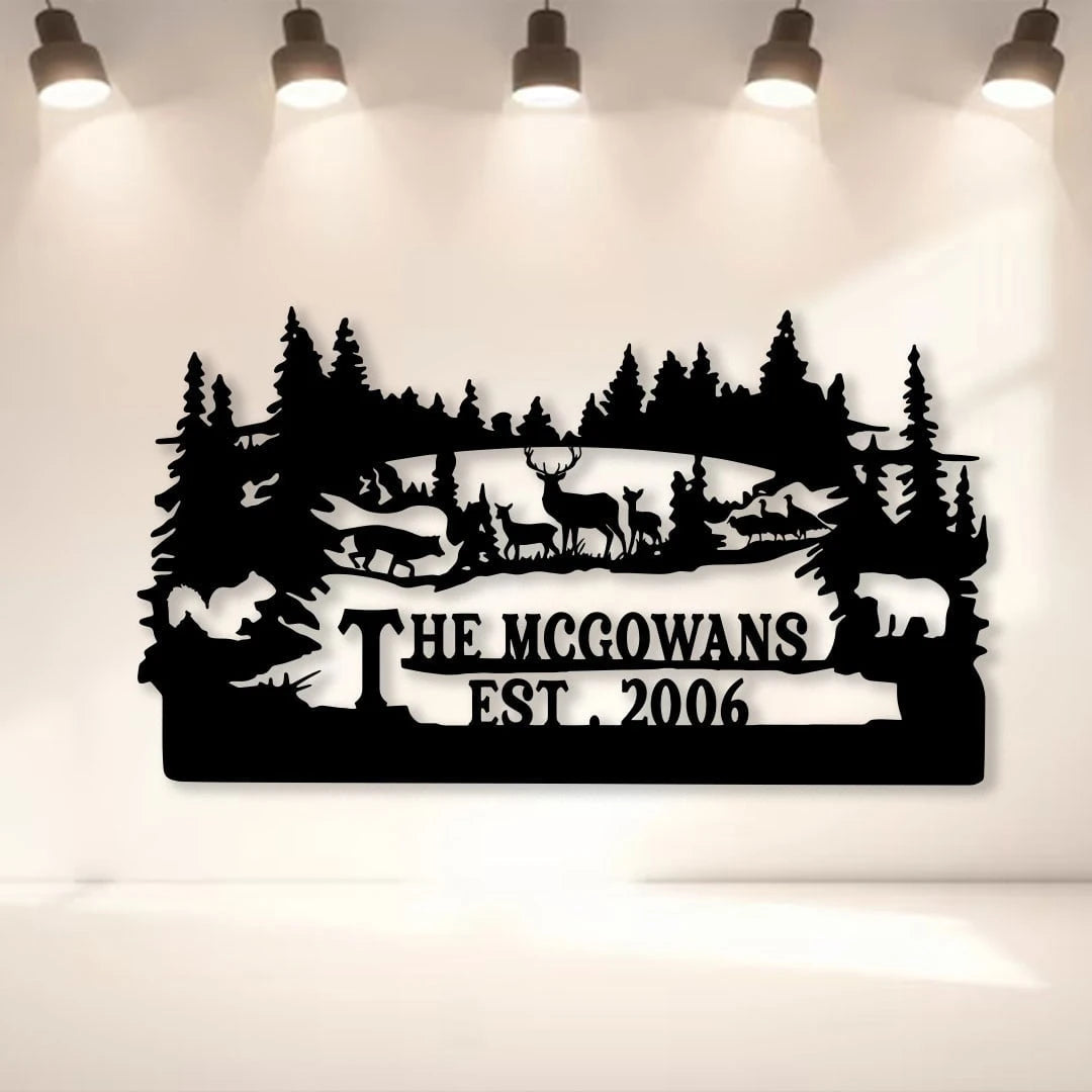 Personalized Family Name Turkey Bear Deer Hunting Metal Sign, Metal Laser Cut Metal Signs Custom Gift Ideas