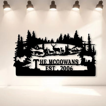 Personalized Family Name Turkey Bear Deer Hunting Metal Sign, Metal Laser Cut Metal Signs Custom Gift Ideas