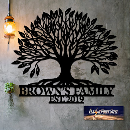 Family Name Sign, Tree Of Life Sign, Wall Decor, Plasma Cut Steel Sign ,custom Monogram,wreath, Welcome Sign, Personalized Sign, Home Decor Laser Cut Metal Signs Custom Gift Ideas