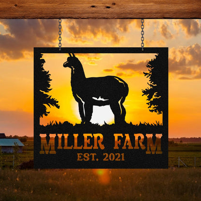 Personalized Metal Farm Sign Alpaca Monogram, Metal Laser Cut Metal Signs Custom Gift Ideas