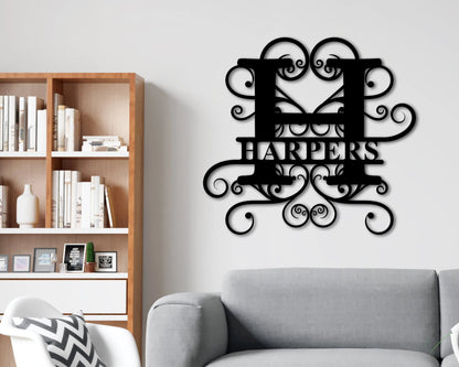 Metal Monogram Sign, Last Name Sign, Family Name Sign, Housewarming Gift, Metal Wall Art, Door Hanger, Wedding Gift, Personalized Sign, Sign Laser Cut Metal Signs Custom Gift Ideas