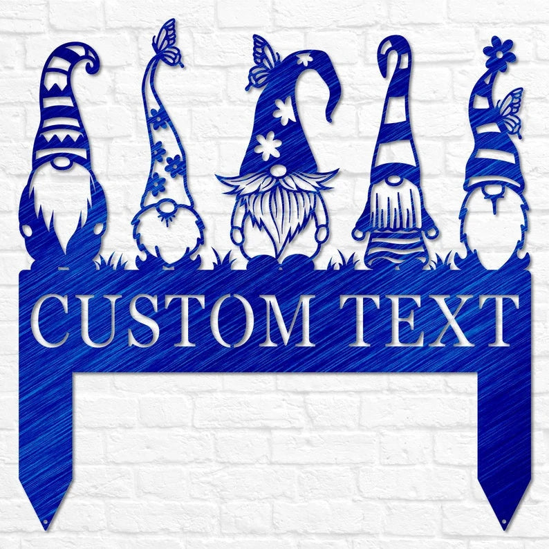 Garden Gnome Yard Stake Custom Family Name Sign Christmas Gnome Stakes Gnome Metal Art Gnome Monogram Yard Decor Outdoor Decor