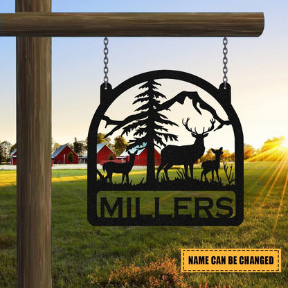 Personalized Family Name Deer Hunting Hunter Metal Sign Monogram, Metal Laser Cut Metal Signs Custom Gift Ideas