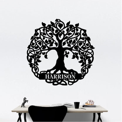 Personalized Family Name Tree Of Life Sign, Metal Wall Decor, Monogram Name Sign, Home Decor, Personalized Tree Of Life Decor, Laser Cut Metal Signs Custom Gift Ideas