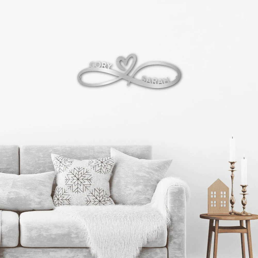 Personalized Infinity Couples Monogram Steel Art Wall Dcor Metal Name Sign Laser Cut Metal Signs Custom Gift Ideas