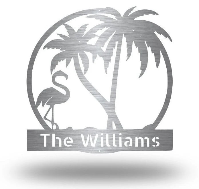 Flamingo And Palm Trees Family Custom Metal Sign Personalized Family Name Metal Sign Wedding Gift Personalized Gift Metal Wall Art, Laser Cut Metal Signs Custom Gift Ideas