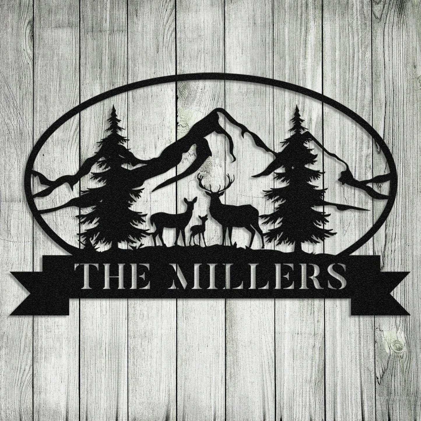 Personalized Family Name Deer Hunting Hunter Metal Sign Monogram, Custom Outdoor Farm, Cabin, Lodge, Camp, Wall Decor, Art Gift For Him, Metal Laser Cut Metal Signs Custom Gift Ideas