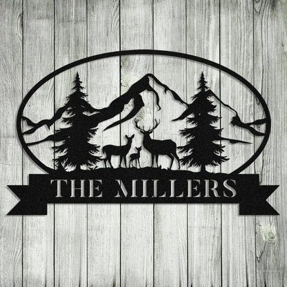 Personalized Family Name Deer Hunting Hunter Metal Sign Monogram, Custom Outdoor Farm, Cabin, Lodge, Camp, Wall Decor, Art Gift For Him, Metal Laser Cut Metal Signs Custom Gift Ideas