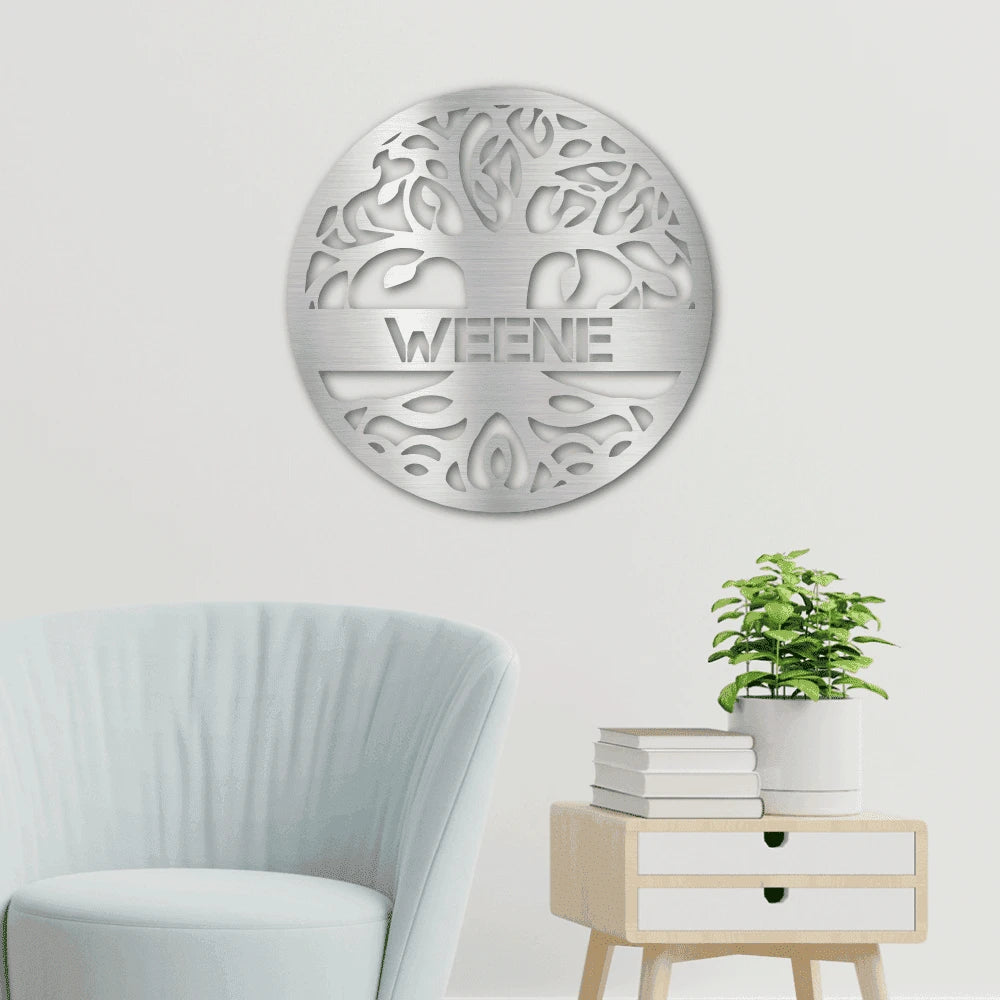 Personalized Tree of Life Steel Art Wall Decor Metal Name Sign Laser Cut Metal Signs Custom Gift Ideas