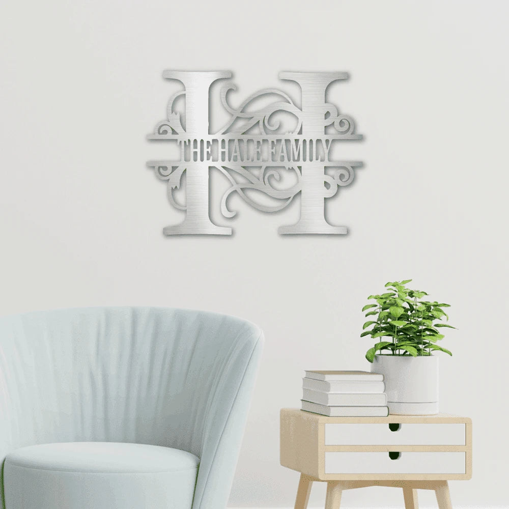 Personalized Split Letter Monogram Steel Art Wall Decor Metal Name Sign Laser Cut Metal Signs Custom Gift Ideas