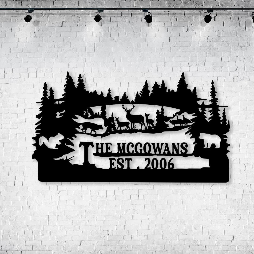 Personalized Family Name Turkey Bear Deer Hunting Metal Sign, Metal Laser Cut Metal Signs Custom Gift Ideas