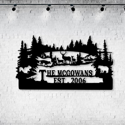 Personalized Family Name Turkey Bear Deer Hunting Metal Sign, Metal Laser Cut Metal Signs Custom Gift Ideas
