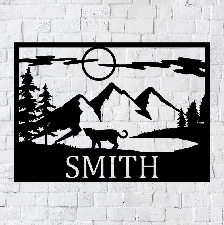 Personalized Family Name Metal Sign, Housewarming Gift, Door Hanger, Wedding Gift, Nature Metal Monogram Sign, Nature Metal Sign, Laser Cut Metal Signs Custom Gift Ideas