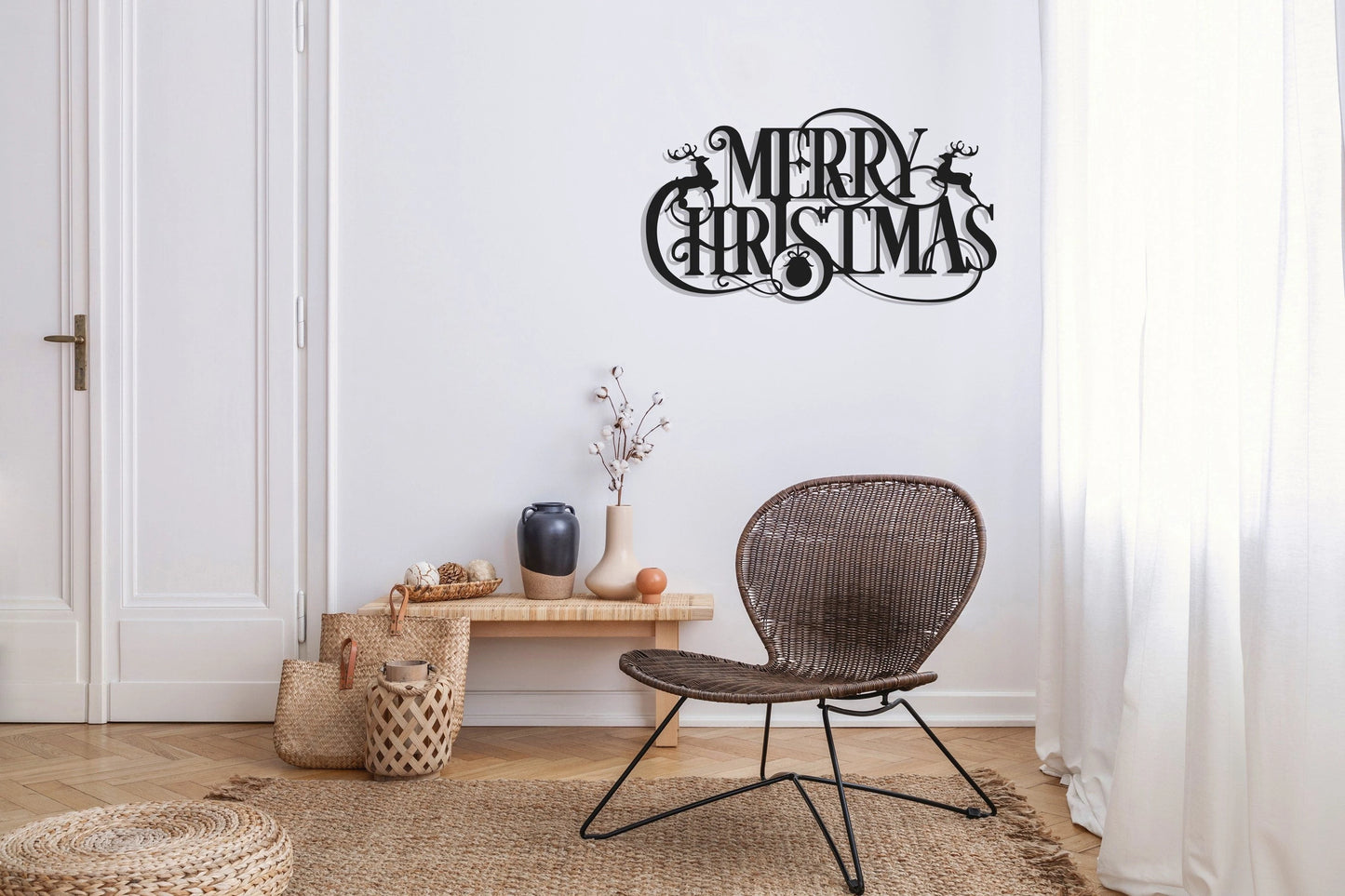 Merry Christmas Metal Wall Decor, Metal Wall Decor, Christmas Tree Decor, Living Room Decor, Housewarming Gift, Christmas Gift, Metal Laser Cut Metal Signs Custom Gift Ideas