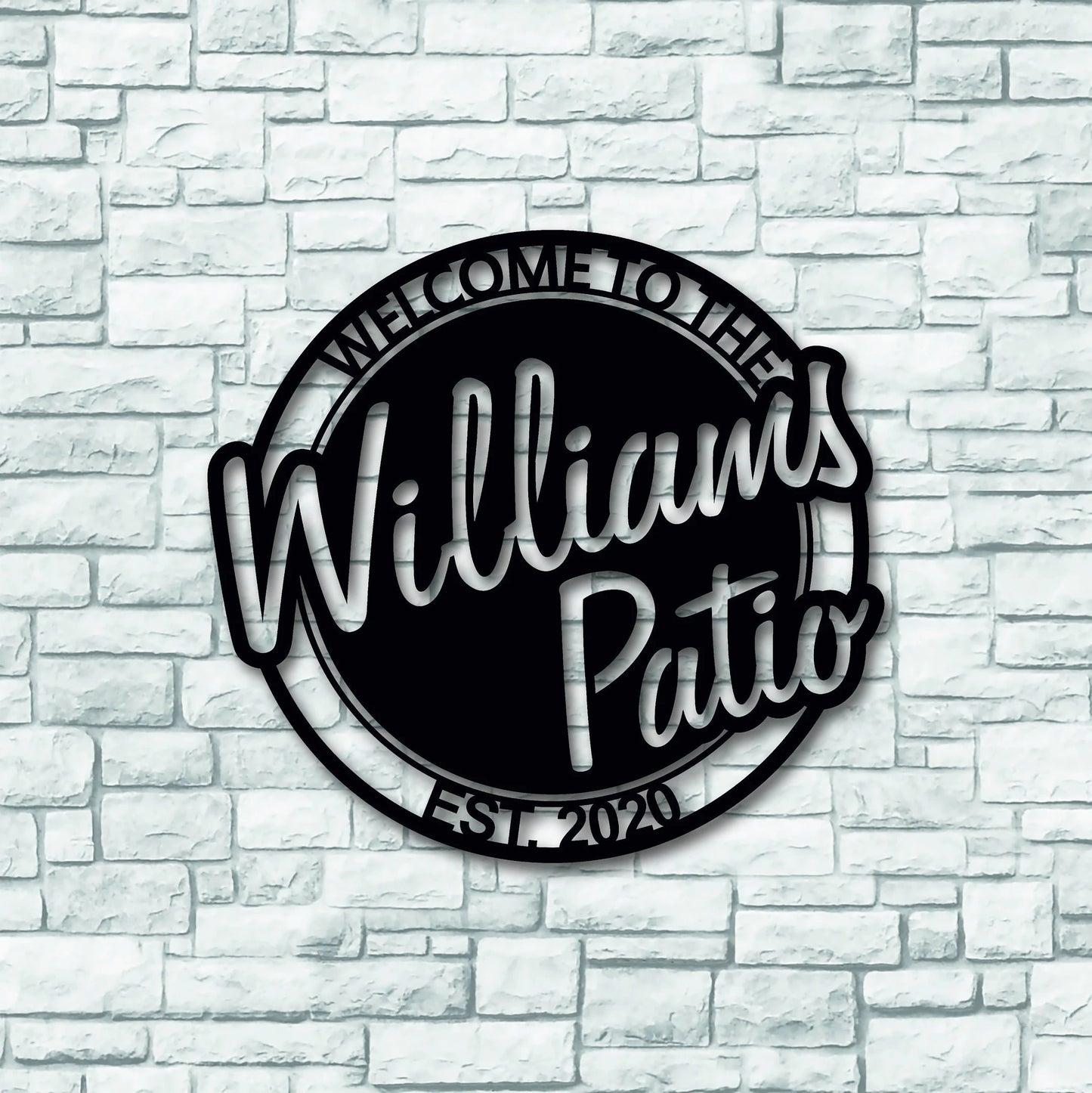 Personalized Welcome To The Patio With Established Date Metal Sign, Metal Last Name Sign, Personalized Metal Name Sign, Metal Wall Art Decor Laser Cut Metal Signs Custom Gift Ideas