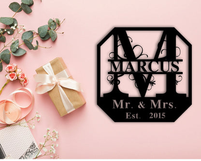 Personalized Family Name Metal Sign, Metal Monogram Sign, Last Name Sign, Housewarming Gift, Custom Metal Name Sign, Wedding Gift, Metal Laser Cut Metal Signs Custom Gift Ideas