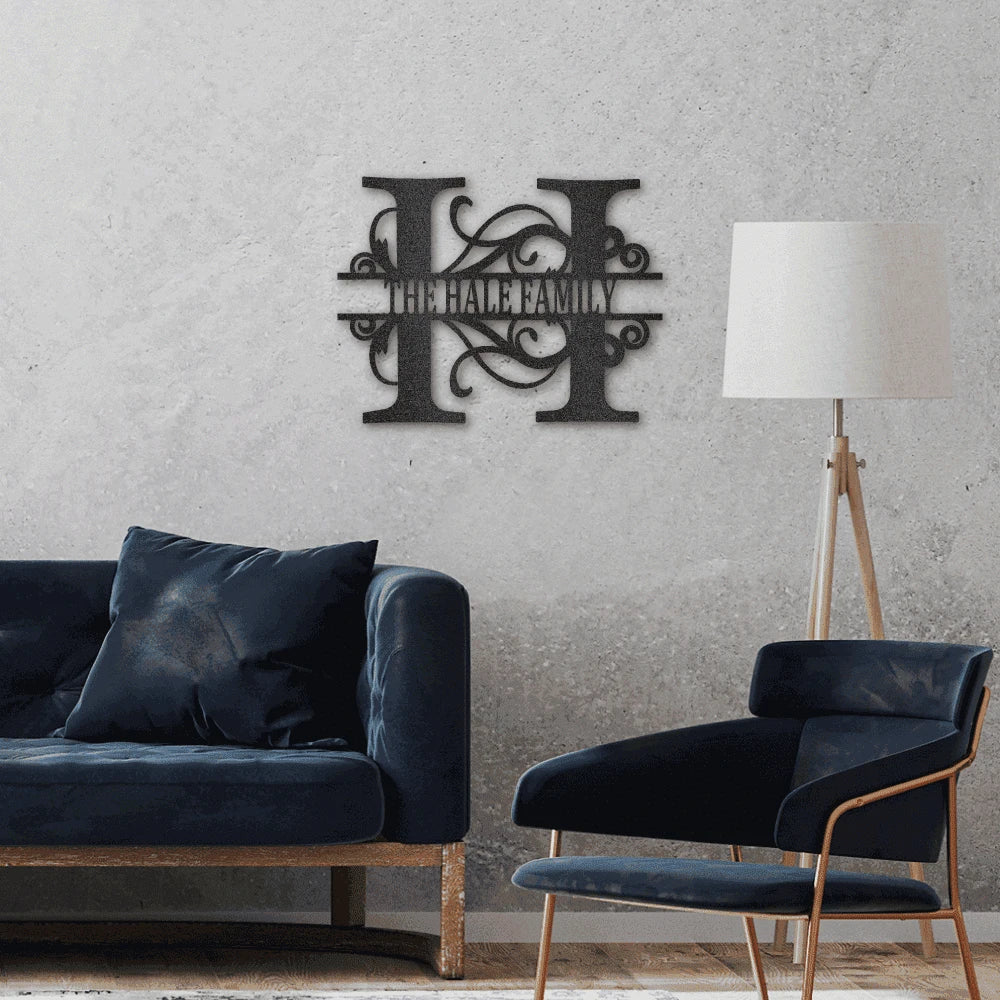Personalized Split Letter Monogram Steel Art Wall Decor Metal Name Sign Laser Cut Metal Signs Custom Gift Ideas