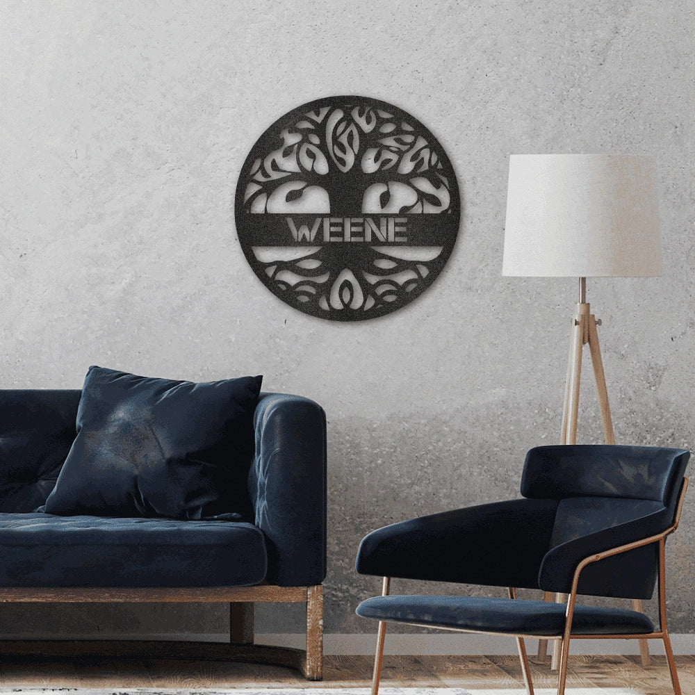 Personalized Tree of Life Steel Art Wall Decor Metal Name Sign Laser Cut Metal Signs Custom Gift Ideas