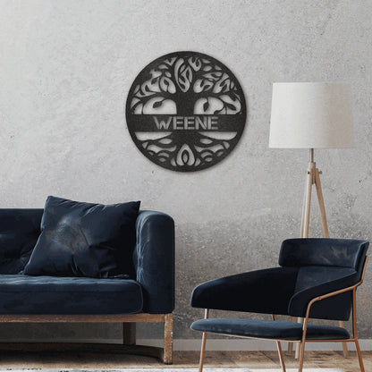 Personalized Tree of Life Steel Art Wall Decor Metal Name Sign Laser Cut Metal Signs Custom Gift Ideas
