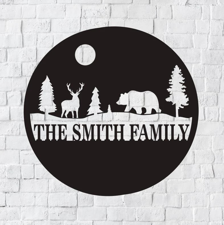 Personalized Family Name Metal Sign, Housewarming Gift, Door Hanger, Wedding Gift, Nature Metal Monogram Sign, Nature Metal Sign, Laser Cut Metal Signs Custom Gift Ideas