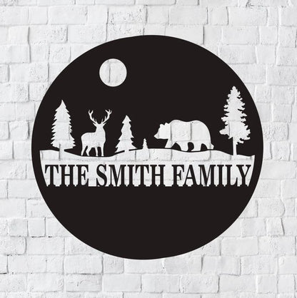 Personalized Family Name Metal Sign, Housewarming Gift, Door Hanger, Wedding Gift, Nature Metal Monogram Sign, Nature Metal Sign, Laser Cut Metal Signs Custom Gift Ideas