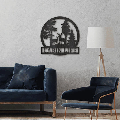 Personalized Deer in the Woods Steel Art Wall Decor Metal Name Sign Laser Cut Metal Signs Custom Gift Ideas