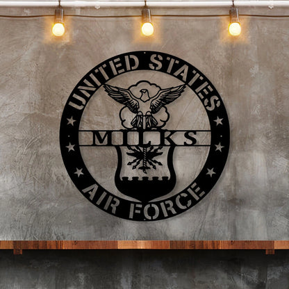 Personalized Name Us Air Force Veteran Metal Sign, Custom Military Metal Art, Metal Laser Cut Metal Signs Custom Gift Ideas