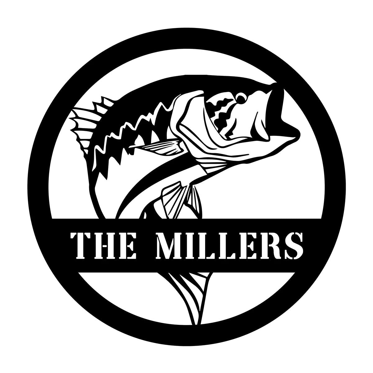 Personalized Name Bass Fish Fishing Metal Sign Monogram, Custom Outdoor Cabin, Wall Decor, Wedding Art Gift For Fisherman, Metal Laser Cut Metal Signs Custom Gift Ideas